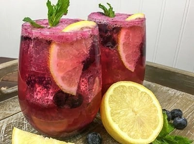 Healthy Sparkling Blueberry Mint Lemonade Summer Drink