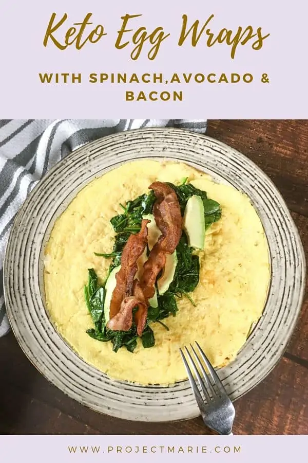 Keto Egg Wraps With Spinach Avocado Bacon