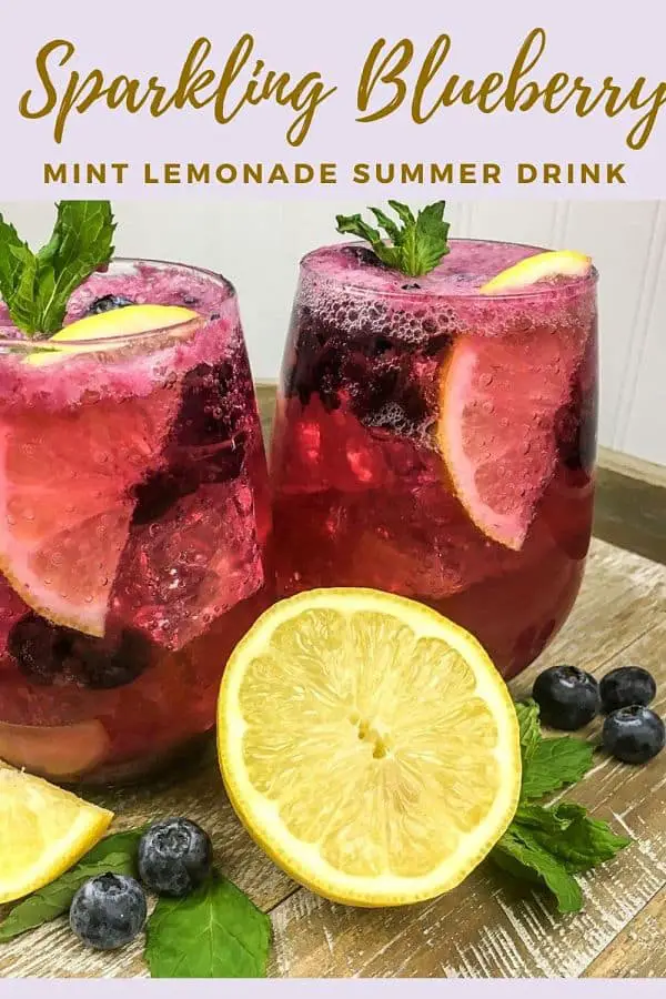 Sparkling Blueberry Mint Lemonade Summer Drink