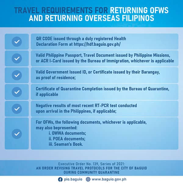 Travel Requirements For Returning OFWs and Returning Overseas Filipinos