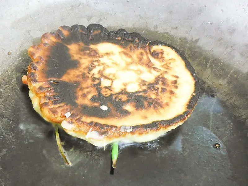 For a crispier version, add about ¼ teaspoon baking powder to the mix and decrease the heat so it will be okay to cook each side of the pancake for more than 3 minutes until it becomes crispy.